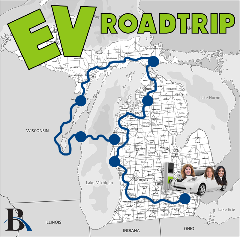 A map of the road trip around Lake Michigan