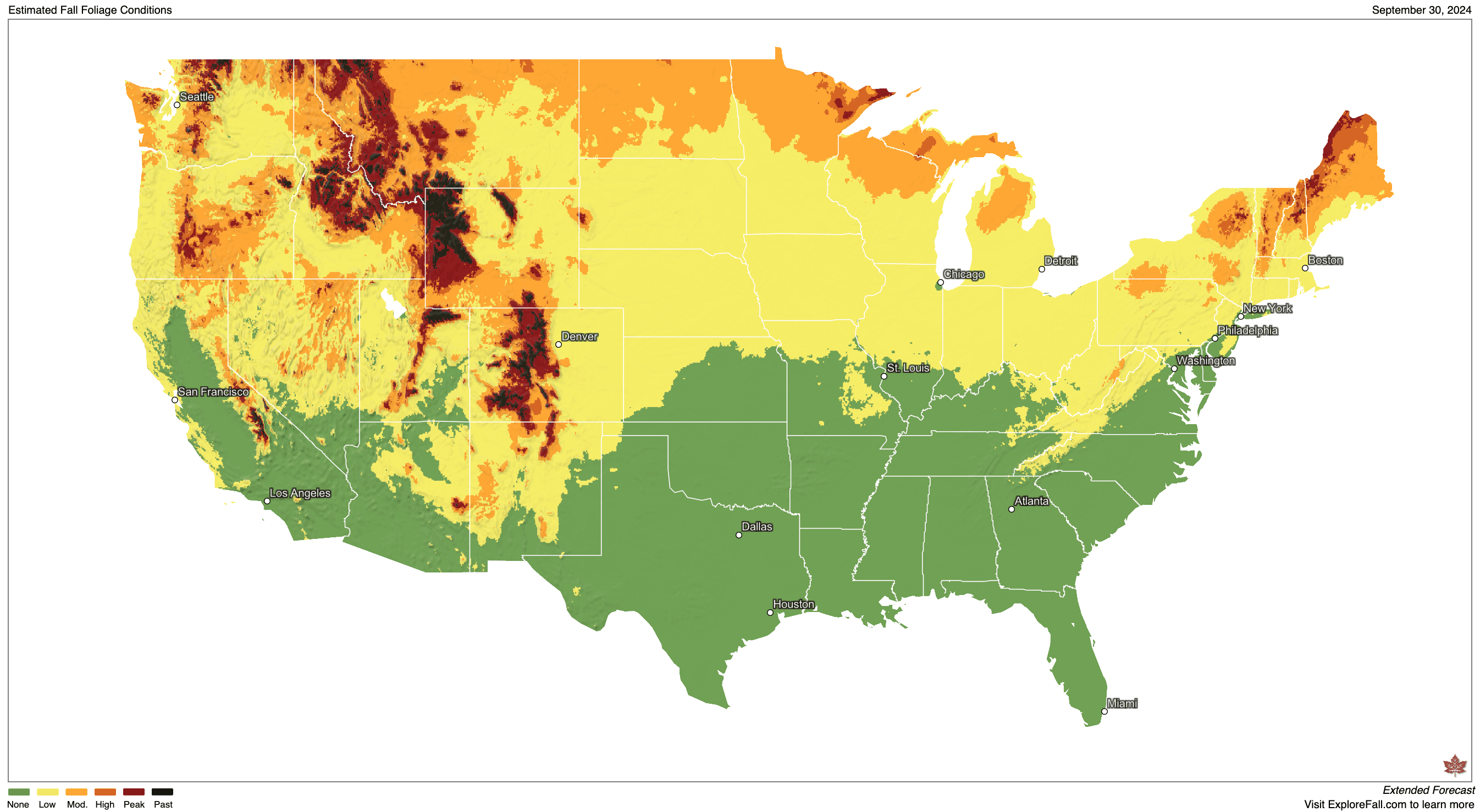 There is more yellow throughout the country. The upper part of the country have more orange and red