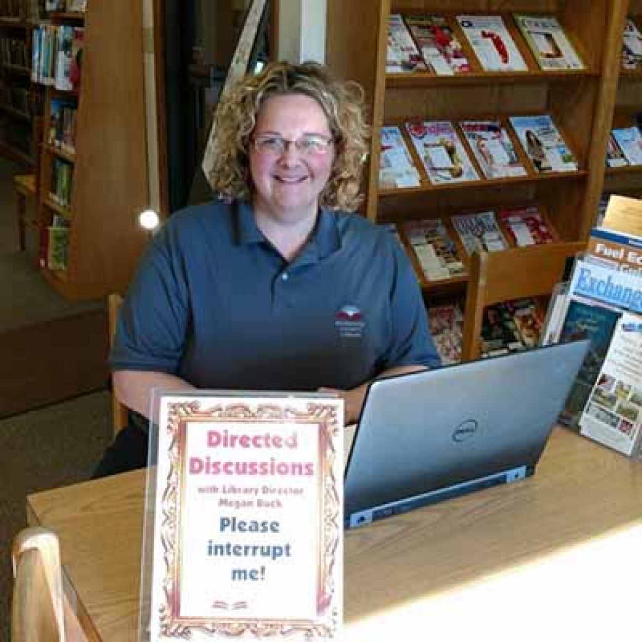 Megan Buck in library 