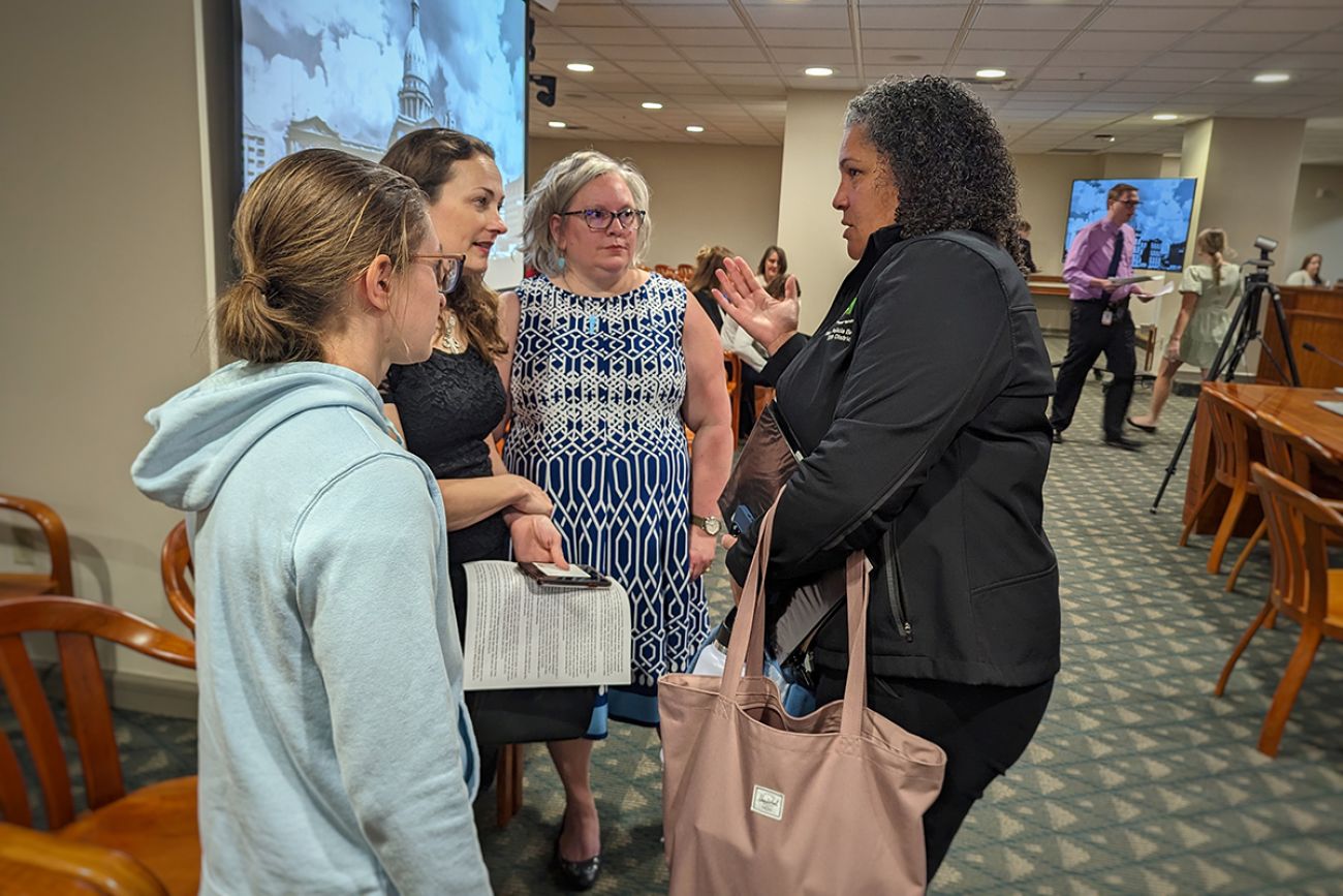 State Rep. Felicia Brabec talking to people