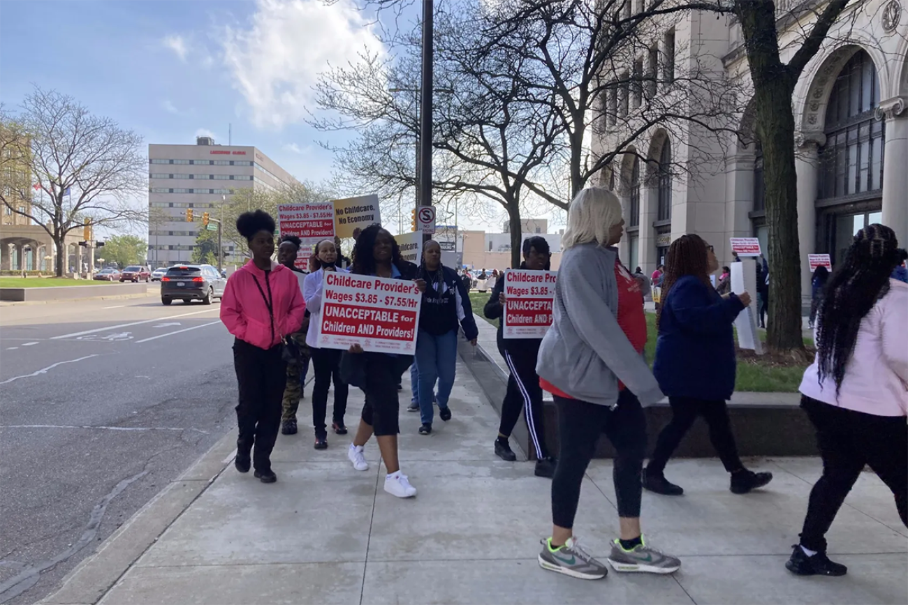 Protesters in Detroit