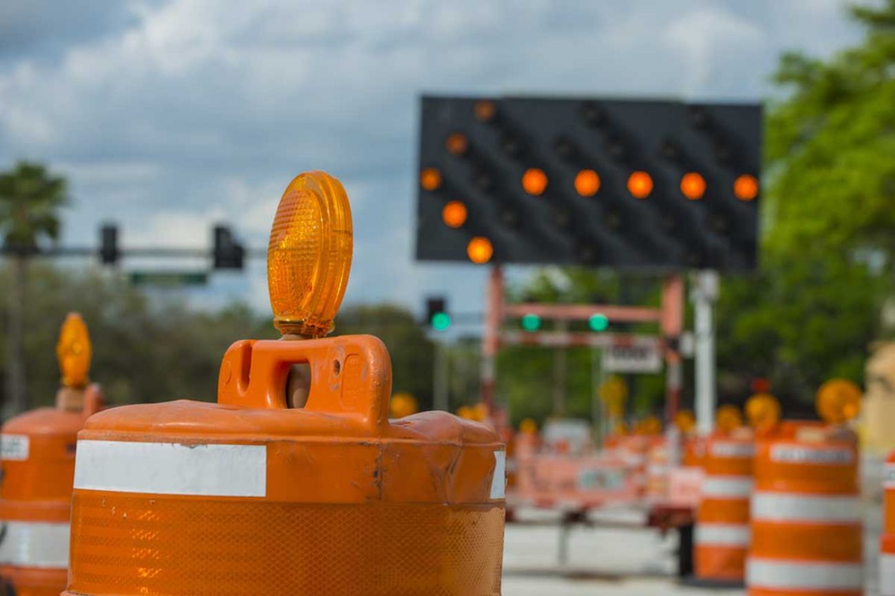 traffic cone in road