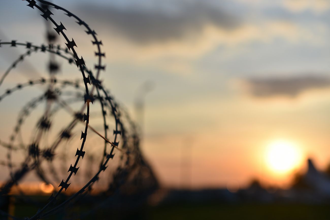 barbed wire of prison fence