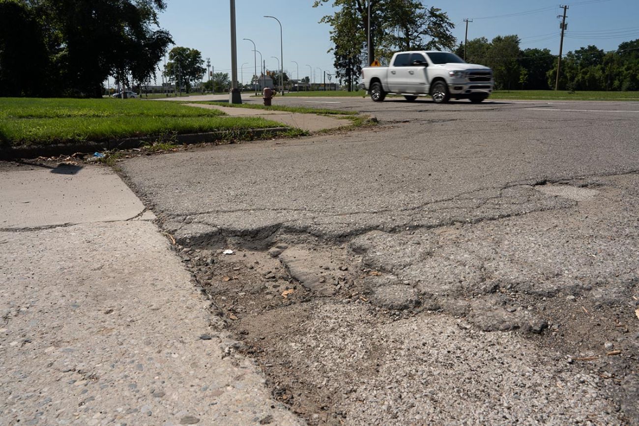 pothole on road