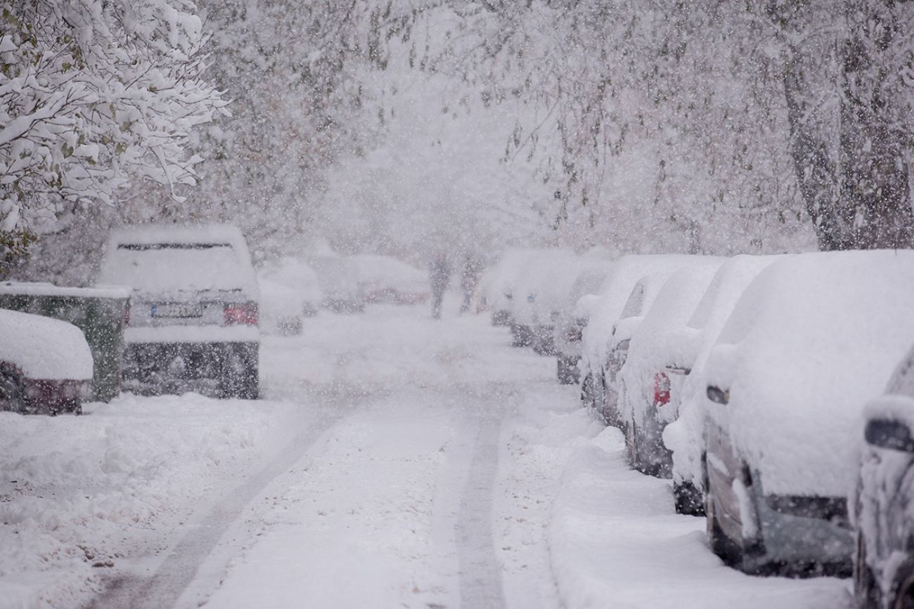 snow covered cars