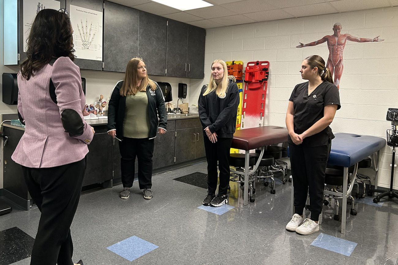 Gov. Gretchen Whitmer talks to people