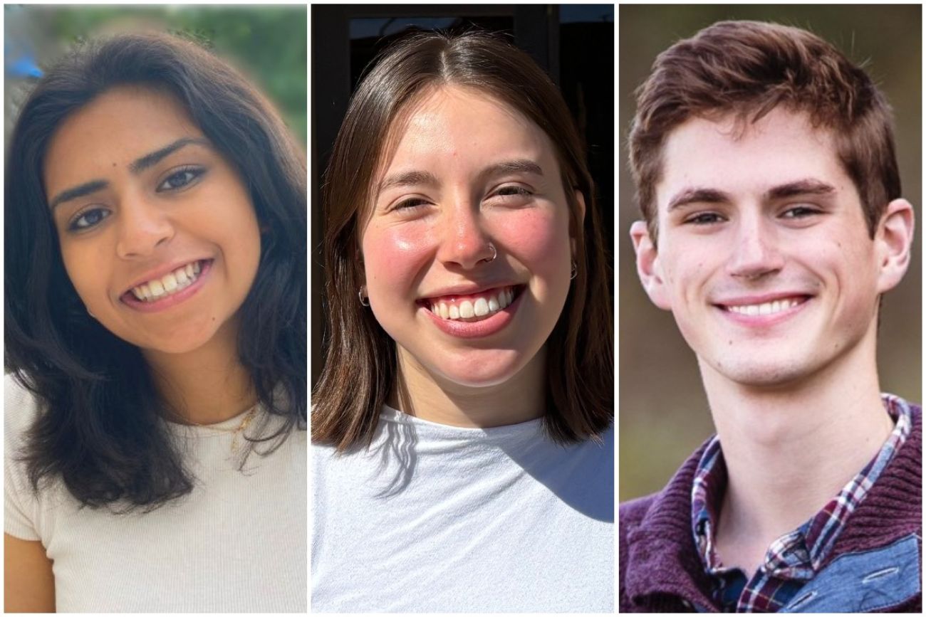 three headshots of Bridge interns. The first two pictures are women and the last one is a man