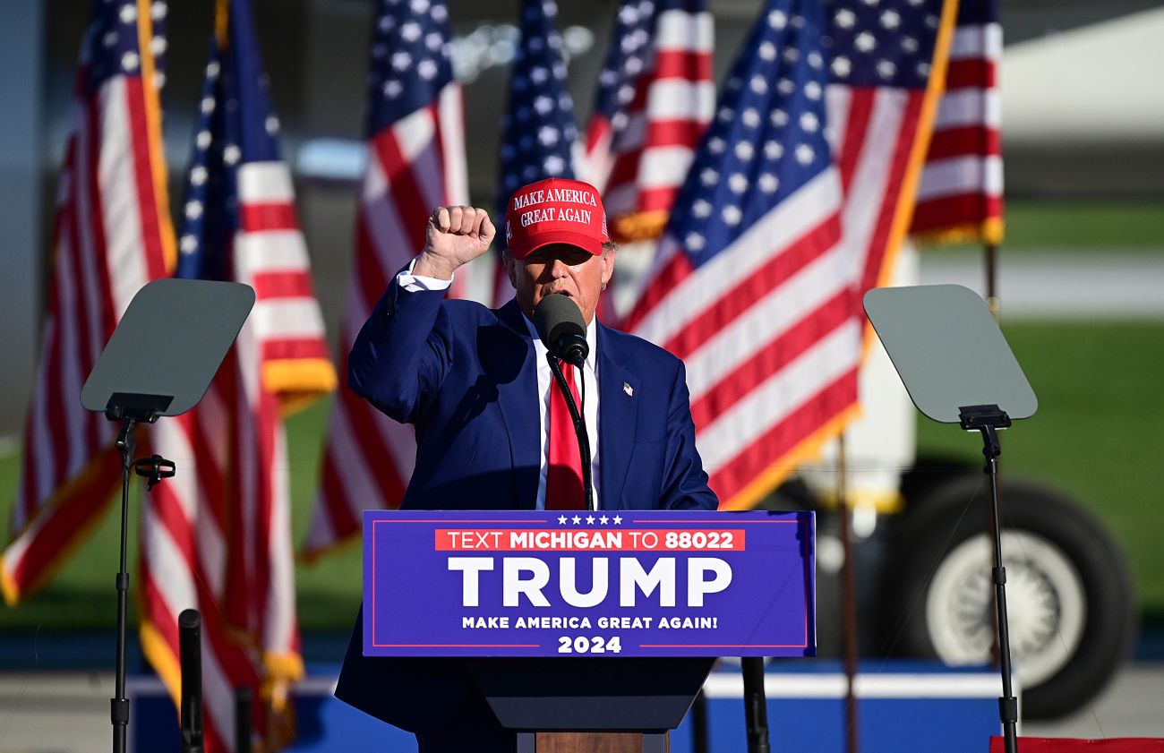 Trump on stage in Michigan