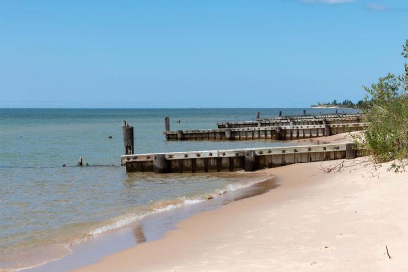 An empty beach at Ludington State Park