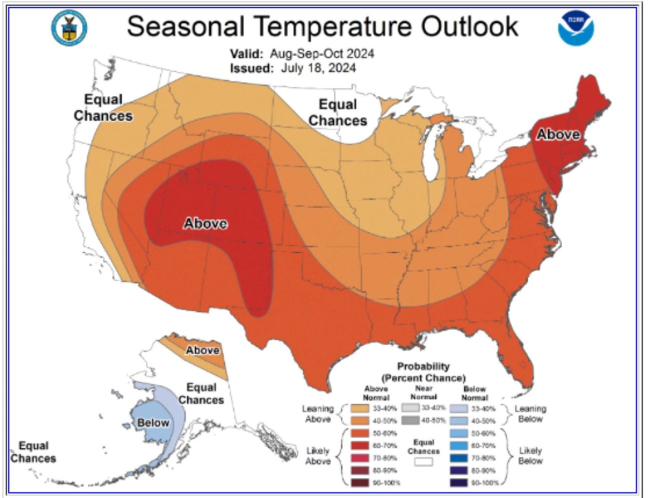 Seasonal Temperature Outlook map