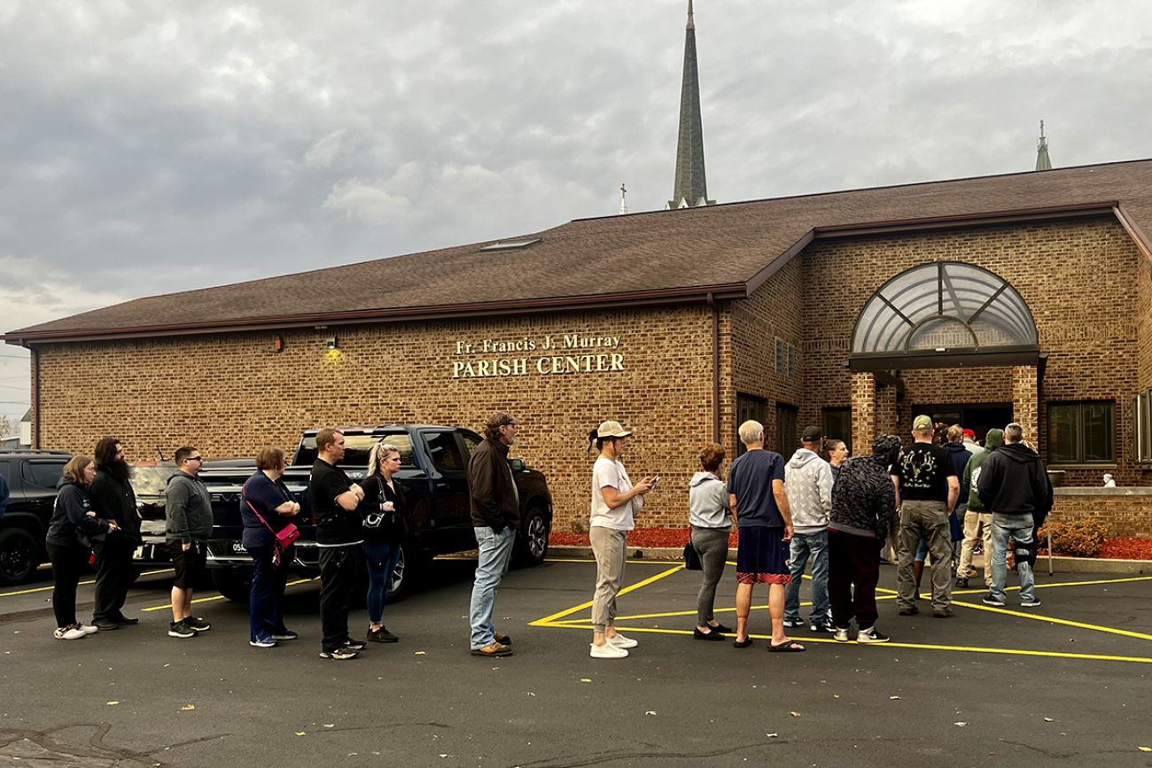 People in line to vote