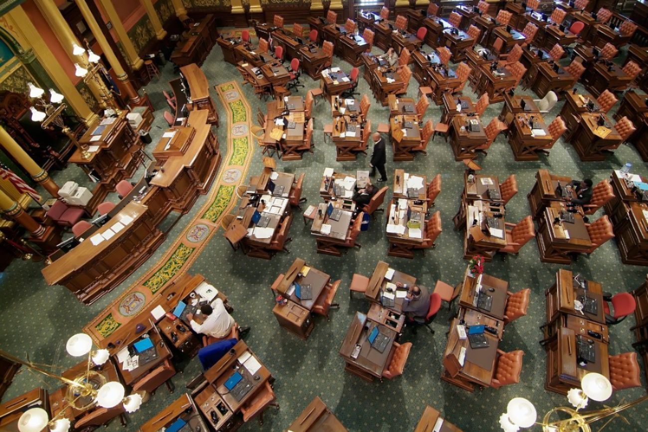 An aerial view of the House floor