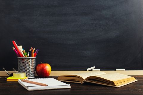 empty teacher desk 