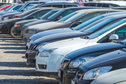 a line up of cars