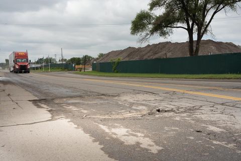 pothole in road