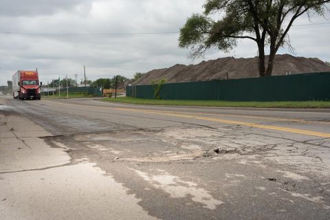 potholes in the road