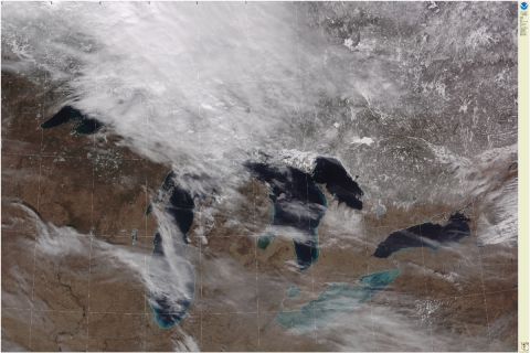 Satellite image of Midwest US showing lack of snow