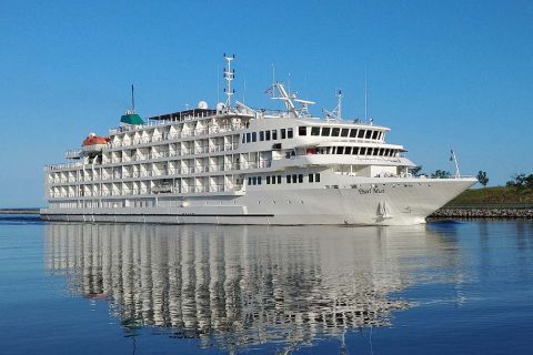 A giant white cruise ship