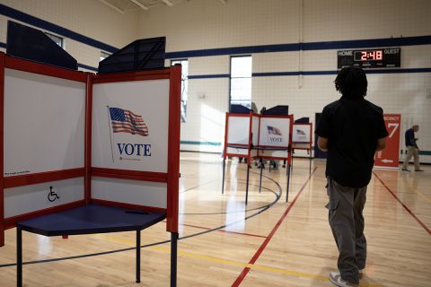 People waiting to vote 