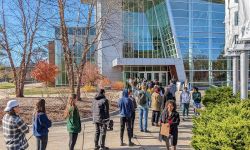 people line up to vote up Michigan State University