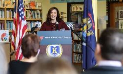 Gov. Gretchen Whitmer at a school