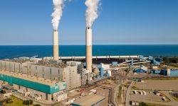 DTE Energy’s Monroe coal-fired power plant on a sunny day