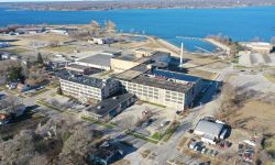 aerial image of the former Shaw-Walker Furniture Co.