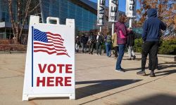 people line up to vote