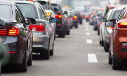 Cars on highway in traffic jam