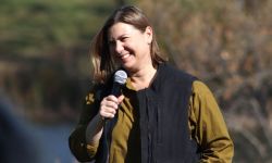 U.S. Rep. Elissa Slotkin speaking into a microphone