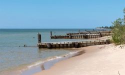 An empty beach at Ludington State Park