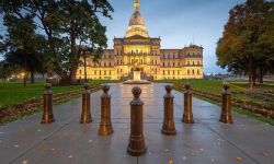 Michigan capitol is light up at night