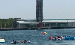 People floating along the St. Clair River