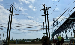 Utility poles with electric lines