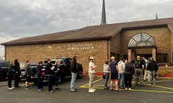 People in line to vote